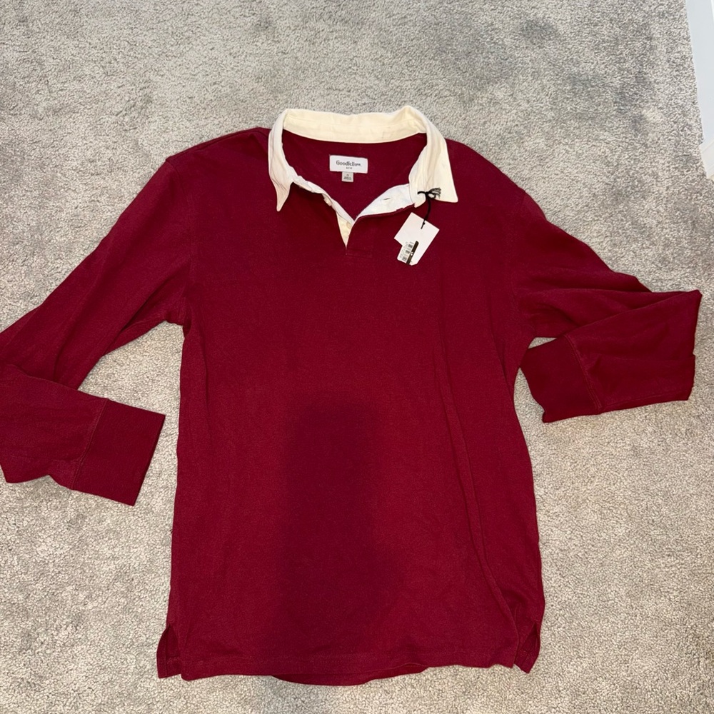 NWT Goodfellow & Co Maroon Polo with Cream Collar